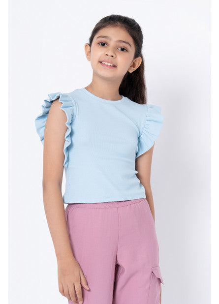 Girls Powder Blue T-Shirt - UniqueFashionCollection